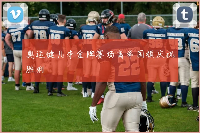 奥运健儿夺金牌赛场高举国旗庆祝胜利